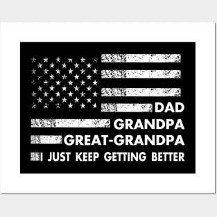 Dad Grandpa Great Grandpa - Fathers Day Flag Gift Posters and Art